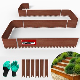20ft. 6-Pack Cor-Ten Steel Landscape Edging - 40" L x 6" H Metal Edging for Landscaping with 6 Stakes, Hammer-in Garden Edging, Metal Landscape Edging for Flower beds, Lawn & Yard (Rusted)
