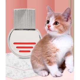 Pack of 2 Lice Comb, Nit Comb Made of Stainless Steel Metal, with Extra Narrow Spiral Teeth and Non-Slip Handle, Safely Removes Lice (Blue and Red)