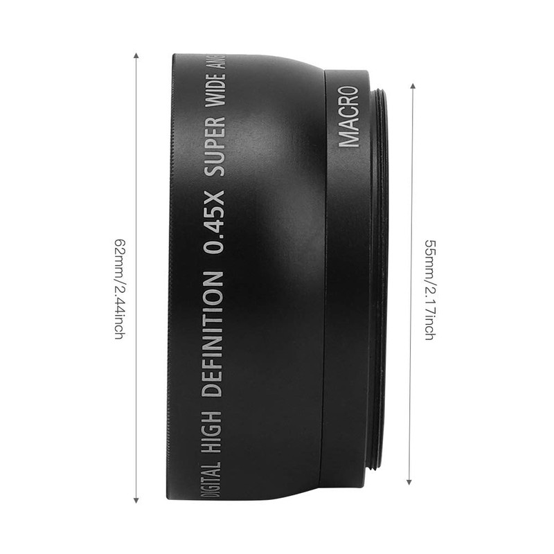 Digital Camera Lenses, 55mm 62mm Front End Calibre 0.45X Wide