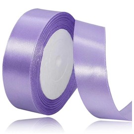 Light Purple Ribbon 25mm for Christmas Party Decorations，23 Meters Light Purple Satin Ribbon for Gift Wrapping, Crafting, Wedding Party, Hair Bows, Floral Bouquets, Anniversaries，Baby Showers