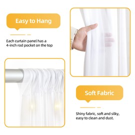 10x10ft White Tulle Backdrop Curtains with Lights String for Parties,Wrinkle Free Sheer Curtain with Lights Wedding Photo Backdop Drapes for Baby Shower Birthday Party Photography Home Decorations