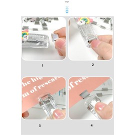 WANGCL Clear Paper Clip Dispenser Set with 50 Pieces Metal Refill Paper Clamps Office School Paper Clips Large Size with Dispenser or Table Wrap