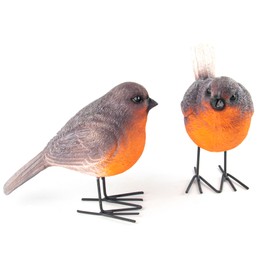 Accjzzlyn Robin Garden Ornaments Outdoor, Set of 2 Resin Robin Garden Statues Lifelike Bird Ornaments Garden, Robins Home Decoration Robin Gifts Gardening Gifts for Easter Christmas Grave Ornaments