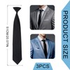 FUIPVGI 3 Pieces Black Tie for Men's,Clip-on Ties Solid,Men's Clip