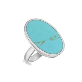 Tuscany Silver Women's Sterling Silver 23 x 15 mm Oval Turquoise Ring, Size N