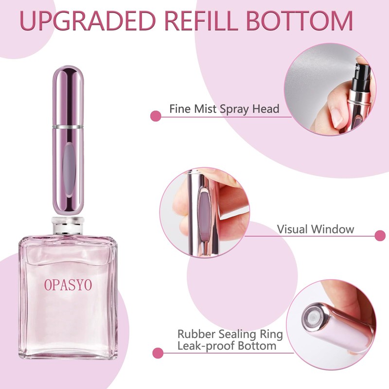 opasyo 4 Pcs Mini Refillable Perfume Portable Atomizer Bottle, 5ml