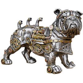 Bulldog - Estatua y escultura tallada mecánica estilo punk perro animal steampunk moderna decoración del hogar resina para mesa de centro, sala de estar, entrada, decoración de estantes (Bulldog)