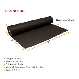 Mytee Products 20' x 27" Black Neoprene Floor Runner, 2 Pack - Non Skid Bottom, Protect All Floor Surfaces - Reusable Floor Protector with Slip-Proof Surface