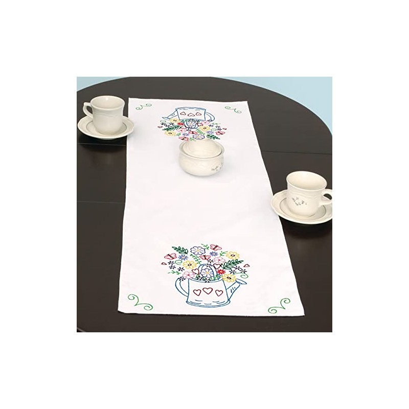 Jack Dempsey Needle Art - Watering Can Table Runner