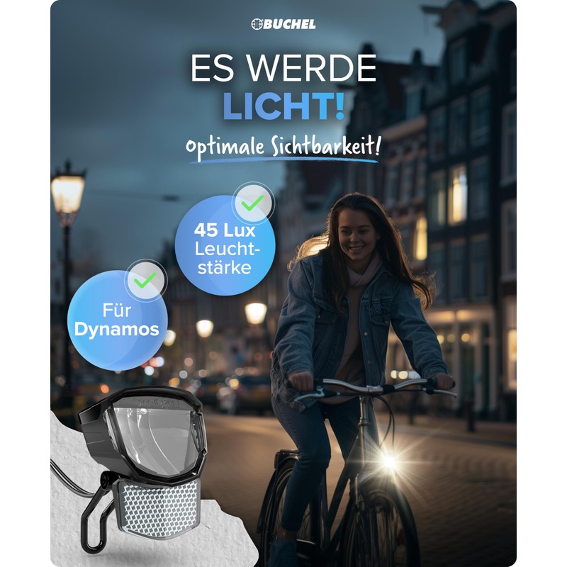 Büchel LED headlight "Tour", 45 Lux, with parking light, road