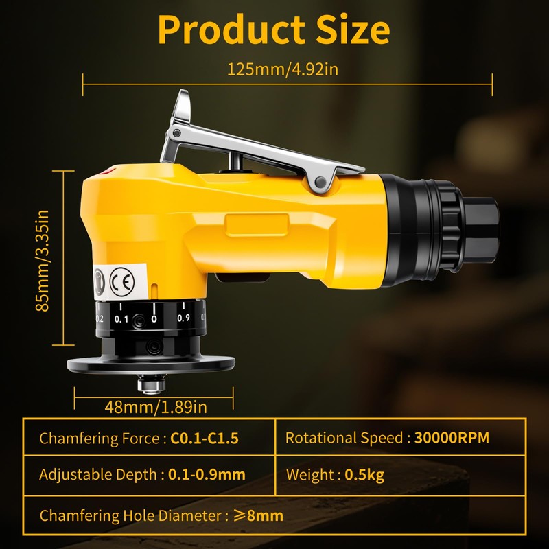 Pneumatic Chamfering Tool, 30000 RPM Air Chamfer Tool with 6