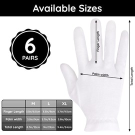 Segbeauty 12 Counts Moisturizing Hand Gloves with Elastic Band, Extra Large Lotion Gloves Overnight for Women, 6 Pairs Moisture Sleeping Gloves for Dry Hands, Thick Cotton Work Gloves for Art Handling
