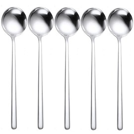 GTJLLY Spoons Silverware Set 5-Pack Korean Spoon,7.7 Inch 18/8 Stainless Steel Table Soup Spoons for Home, Kitchen, or Restaurant Flatware Set, Dishwasher Safe