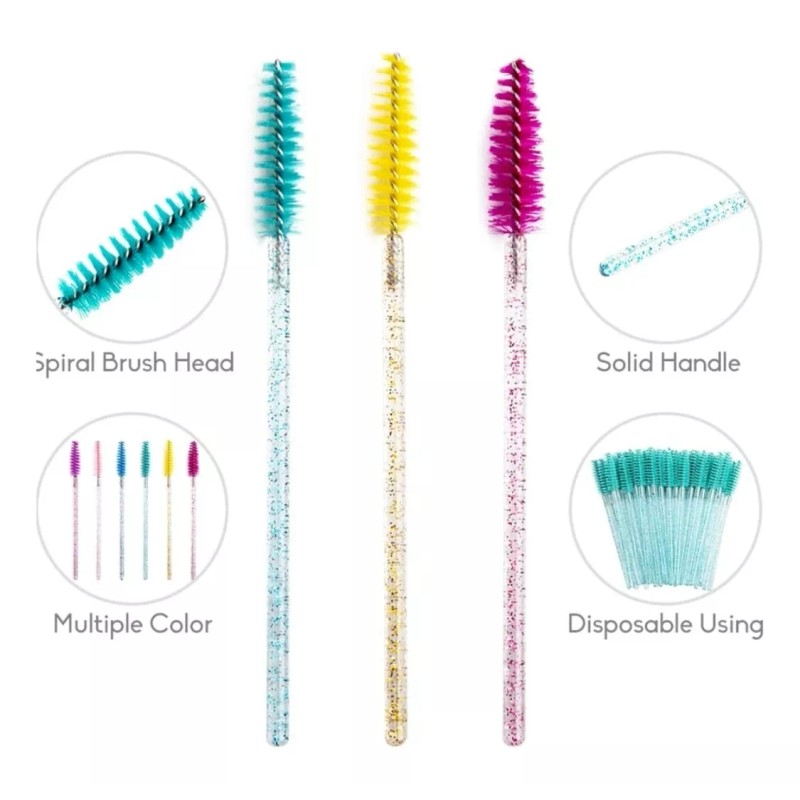 noved 100 Cepillo Desechables Glitter Para Extensión De Pestañas.