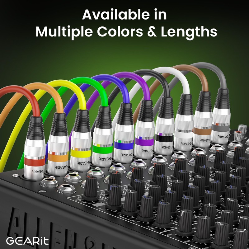 GEARit XLR Male to Female Microphone Cable (6 Feet, 6-Pack)