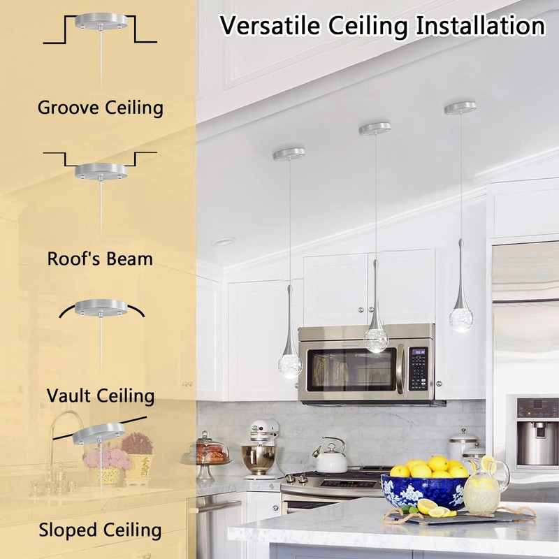 cenzoz Modern Pendant Lights for Kitchen Island LED Dimmable Crystal