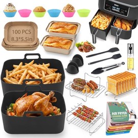 Revestimientos de silicona para freidora de aire, reutilizables, rectangulares, compatibles con Ninja Foodi DZ201/DZ401/DZ302/DZ550 y la...