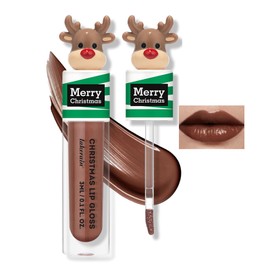 MIESCHER Creative Cartoon Christmas Lip Gloss Semi-matte Lip Balm, Waterproof & Smoothing Soft Lip Balm Long-lasting Lip Makeup, Fun Lip Glaze for Christmas Stocking Gift Holiday Goodie Stuffers, 03