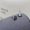 Black Cubic Zirconia Studs Sterling Silver Earrings for Men Women,