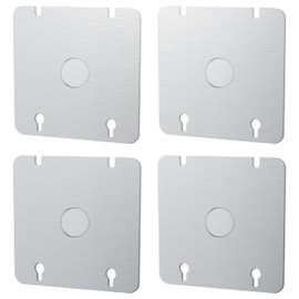 OHLECTRIC 4-Inch Square Box Cover Blank with 1/2” Knockout, Fire Rated | Ideal for Steel Junction and Device Box Covers for Wiring Connection Protection and Wiring Devices (4-Pack)