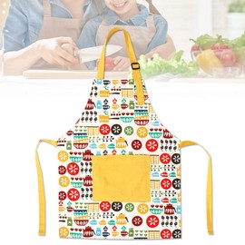 Cafopgrill Thickened Cotton Padded Apron, Children's Pocket Apron, Parent-Child Apron for Kitchen, Restaurant, Coffee House, Drawing, 50 x 40 cm, Default