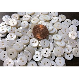 8 PC ONLY Small Tiny Creamy nkLG White Mother of Pearl MOP Buttons 3/8" 10mm