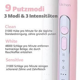 Lächen Sonic - Cepillo de dientes eléctrico sónico con 4 cabezales y temporizador, 3 modos y 3 intensidades de vibración, con bolsa de viaje, color ro
