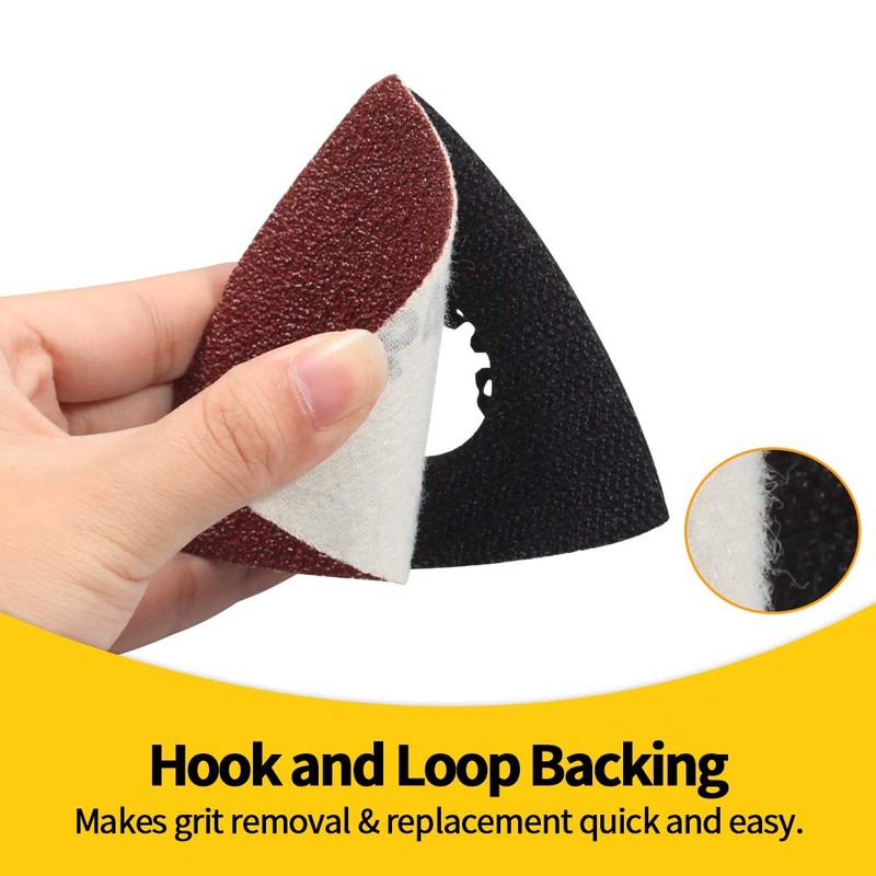 SPEEDWOX 100pcs 3-1/8 Inch 80mm Triangle Sanding Pads Assorted 40/60/80/120/180/240/400/600/800/1000