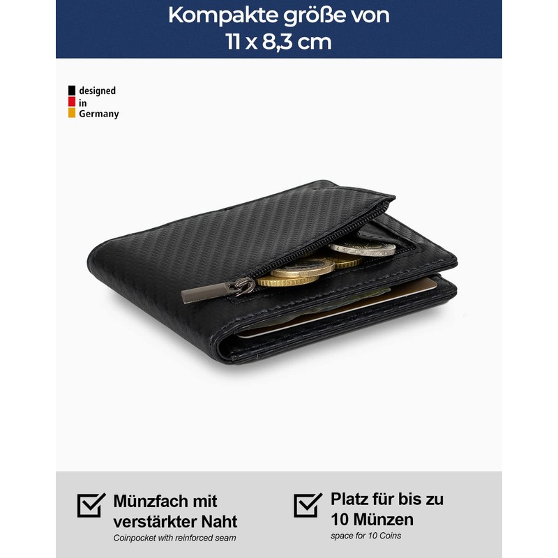 Lederhand iSlim XL - Carbon Leather Wallet with Money Clip