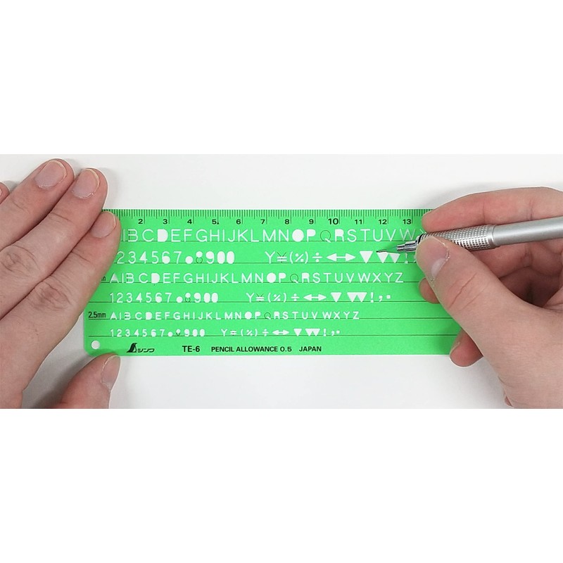 Shinwa Sokutei TE-6 Template Alphanumeric Symbol Ruler 66014