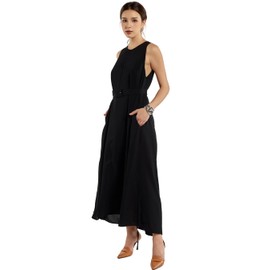 SIXDO Black Woven Loose Dress L