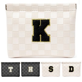 HIGH FIT Leather Pocket Cosmetic Bag for Purse,Initial Makeup Bag Lipstick Cosmetic Accessories Organizer (K, White)