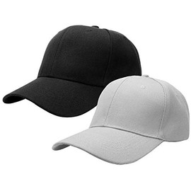 2pcs Baseball Cap for Men Women Adjustable Size for Outdoor Activities Black/Light Grey