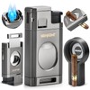 SEMKONT Triple Jet Flame Cigar Lighter with Cutter, Windproof Butane