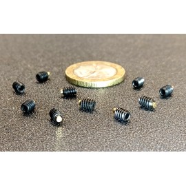 Kmac Alloy Steel Set Screws, Brass Tip, 6-32 x 3/16" Thread Length, 10 Pcs