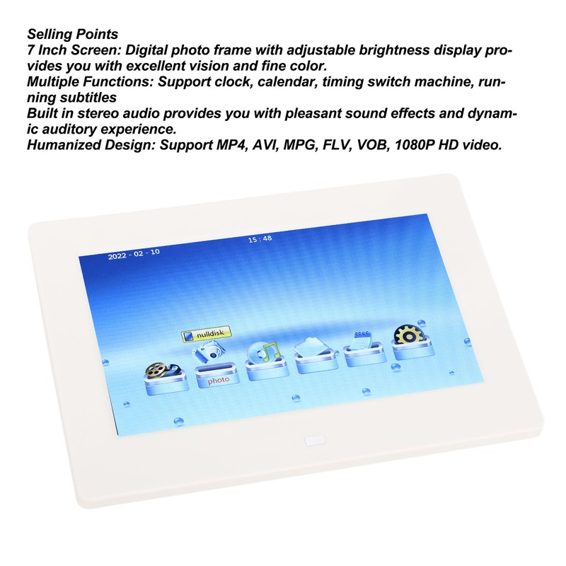 7 Inch White Digital Photo Frame HD Multifunctional Electronic Album