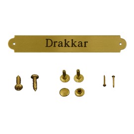 Tack Room Studio Saddle or Bridle Plate: 3/8" x 2.5" Solid Brass or Nickel (Solid Brass- Nails)