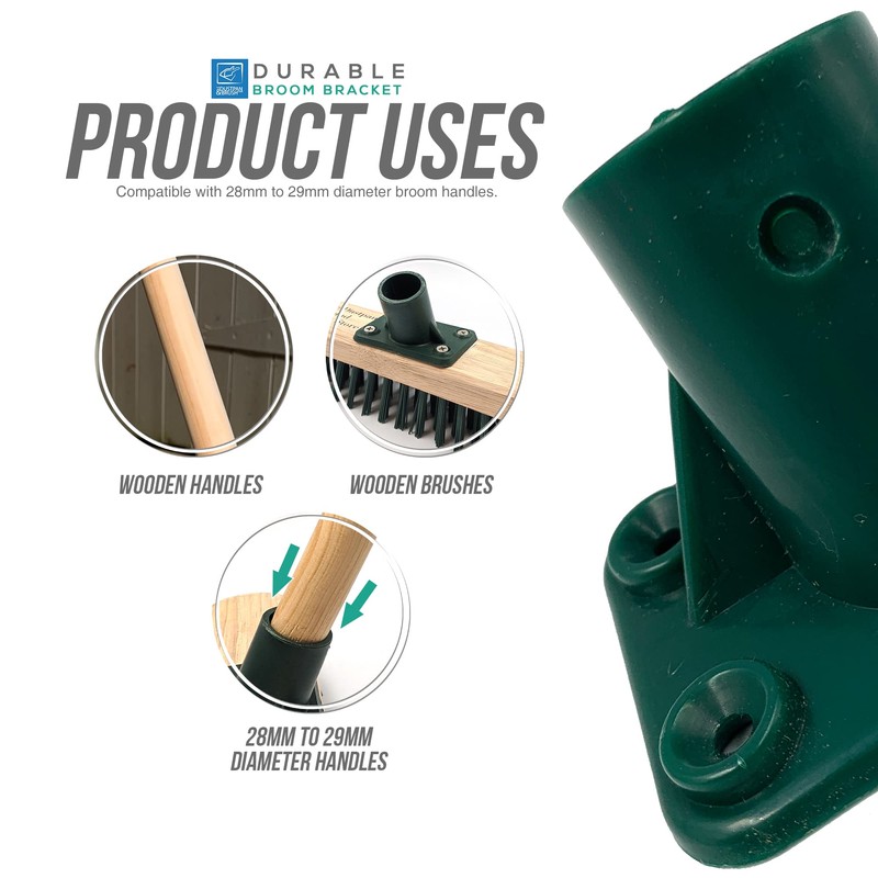 3-Pack Plastic Broom Bracket, 4 Screw Holes Heavy Duty Broom