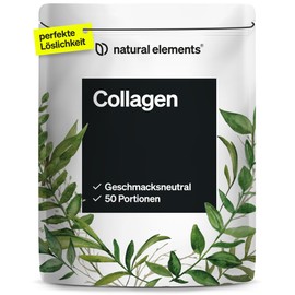 natural elements Collagen Powder 500 g - Collagen Hydrolysate Peptides - Collagen Type 1 and 3 - Perfect Solubility, Natural Taste without Flavours - Laboratory Tested and Produced in Germany