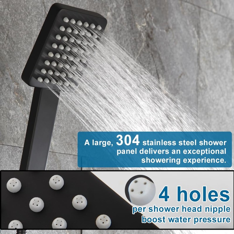 POP SANITARYWARE All Metal Matte Black Handheld Shower Head, Luxury