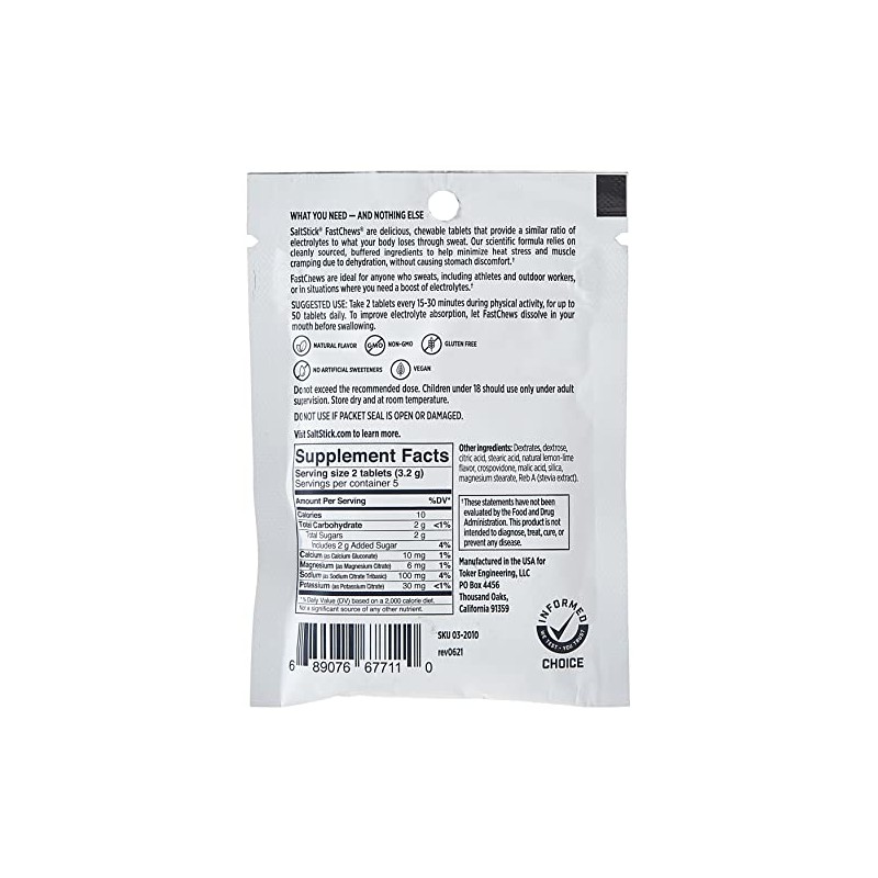 Saltstick Fastchews Lemon Lime - Pack of 10 Chews