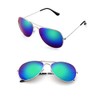 Fashion Culture Unisex Drive Blue Mirrored Lens Aviator Sunglasses, Silver