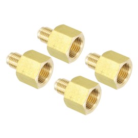 PATIKIL 3/8 Inch Female Flare x 1/4 Inch Male Flare Connectors, 3pcs SAE 45 Degree Brass Adapters Pipe Fitting for Air Gas Line Refrigeration HVAC