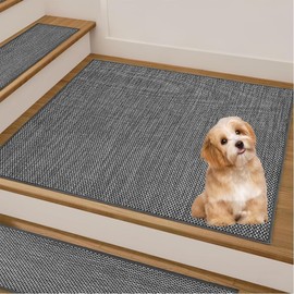 Non Slip Liner Stair Treads Matching Mat for Wooden Steps, 30"x30" Square Stair Landing Rug with Rubber Backing, Washable Indoor Safety Stair Landing Mat for Kids Elders Dogs, Black