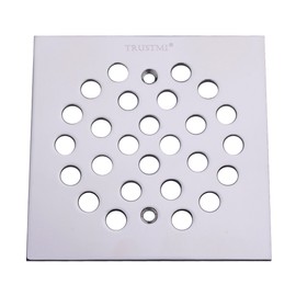 TRUSTMI Square 4-1/4 inch Screw-in Shower Floor Drain Grate Strainer,Polished Chrome, also Brushed Nickel and Oil Rubbed Bronze for Choose