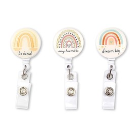 Jagowa 3PCS Retractable Badge Reel Clips Badge Holders Rainbow Clips for ID Cards and Badge Holders