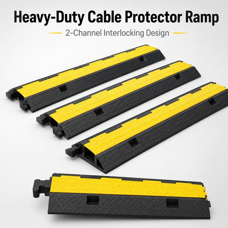 2-Channel Cable Protector Ramp for Wire & Cord Protection –