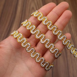 Rick Rack Trim Braid Lace Embellishment Metallic Edge 20 Yards Braid Lace Trim Wave Braid Ribbon for DIY Crafts Sewing (Golden White)