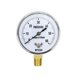 BPSSDI 0-60 Inches of Water Column Gauge, Low Pressure Gauge, Capsule Gauge, 304 Stainless Steel Case, 2.5" Dial Size, 1/4" NPT Lower Mount, Zero Adjustment, for Air Water Gas Pressure Test