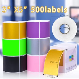 PARLAIM 3 X 5 Inch Color Coding Stickers Adhesive Rectangular Color Code Label, 500 PCS Square Inventory Moving Box Label (Gold)